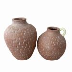Conjunto de Vasos Orgânicos em Terracota com Textura Pontilhada