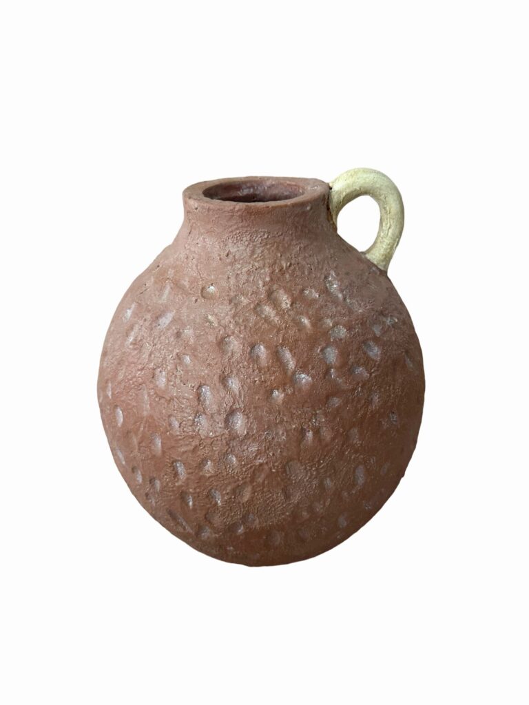 Conjunto de Vasos Orgânicos em Terracota com Textura Pontilhada
