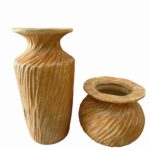 Conjunto de Vasos em Terracota Amarela com Textura Artesanal