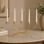 Candelabro Dourado de Mesa com 5 Porta-Velas