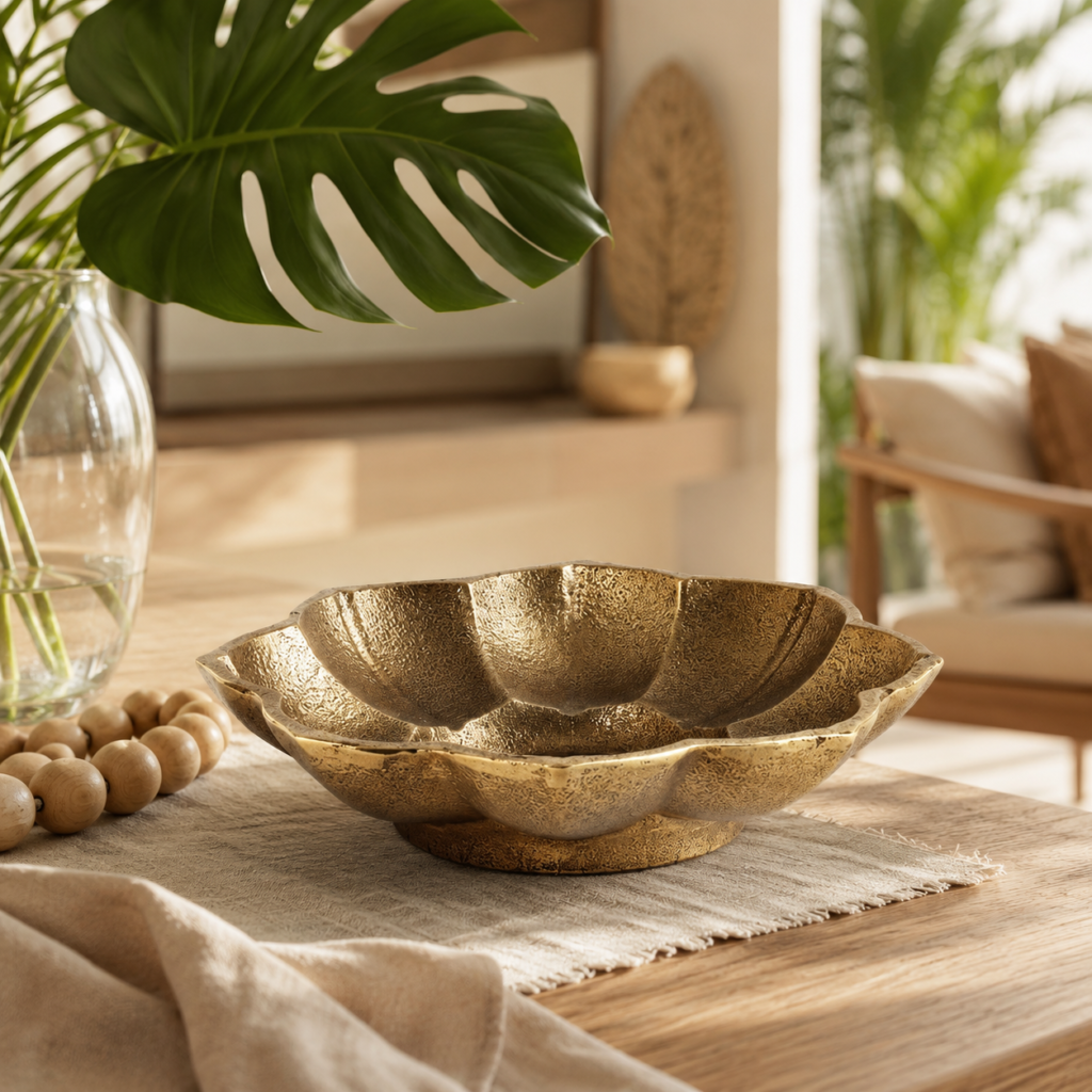 Centro de Mesa Dourado em Formato de Flor