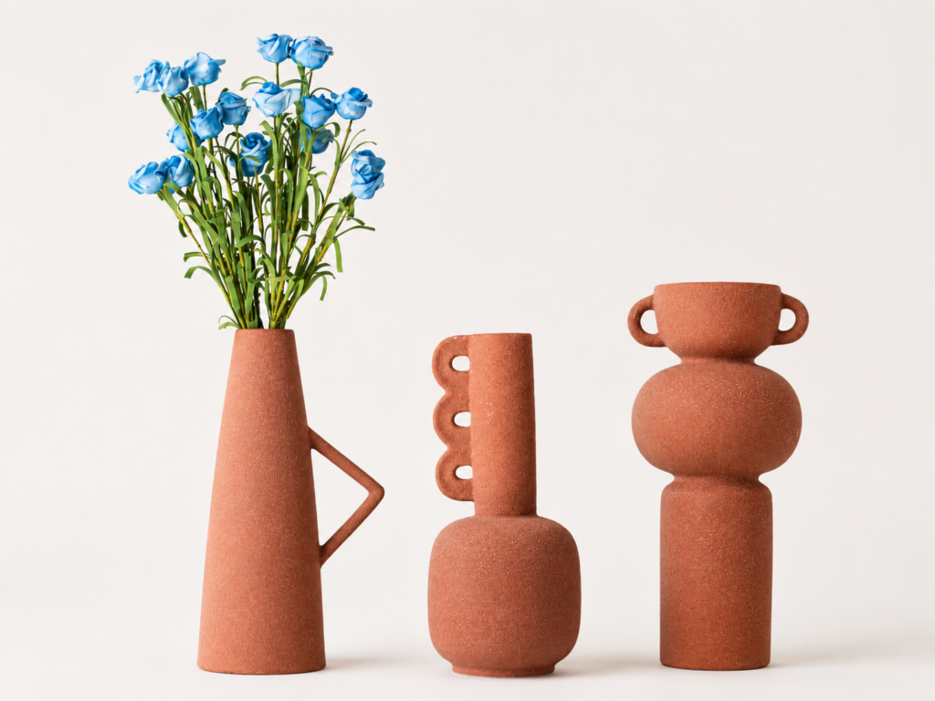 Coleção de Vasos Esculturais Terracota Modernista