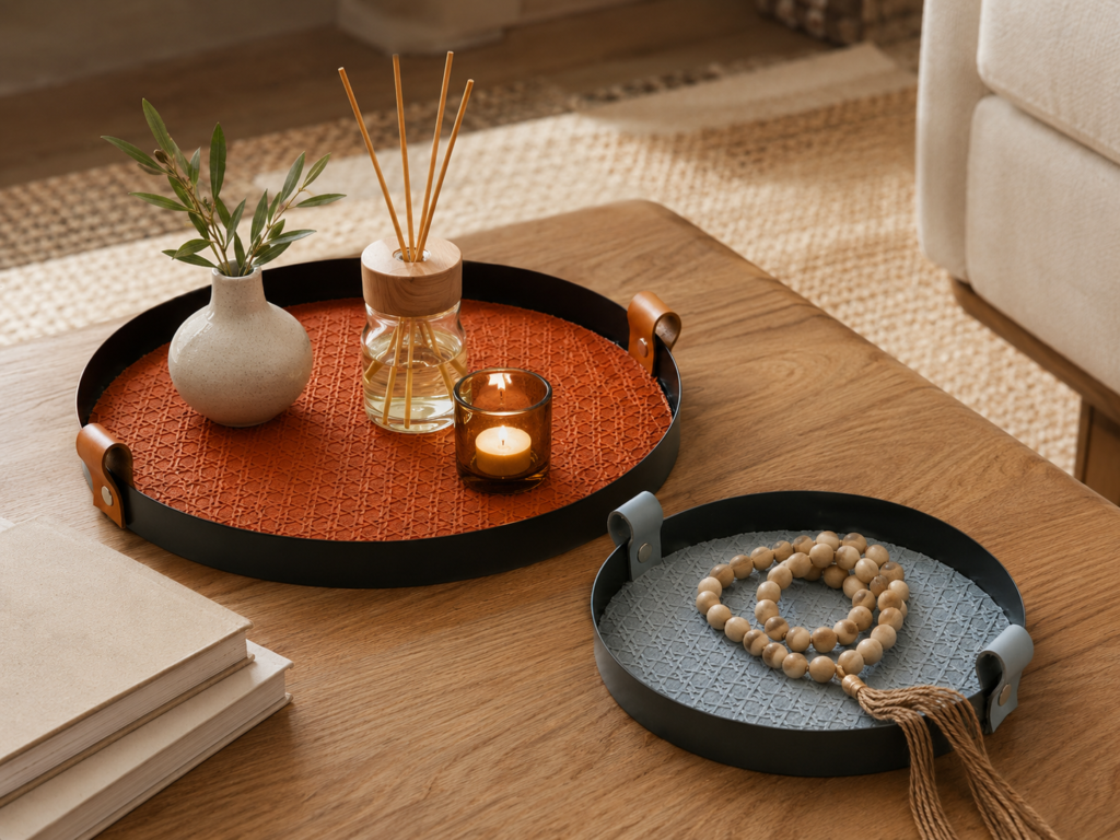 Conjunto de Bandejas Decorativas Redondas Terracota