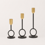 Conjunto de Castiçais Minimalistas Preto e Dourado