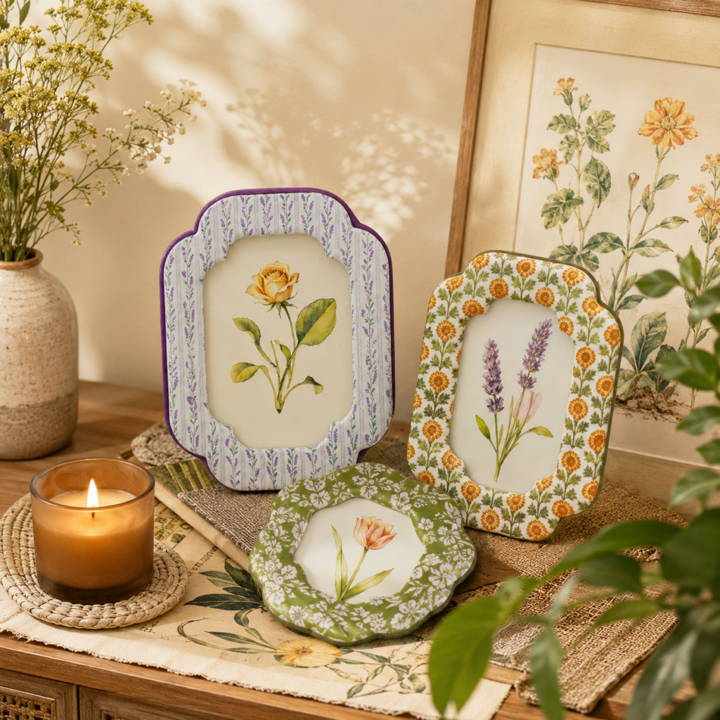 Conjunto de Porta-Retratos Botânicos Decorativos