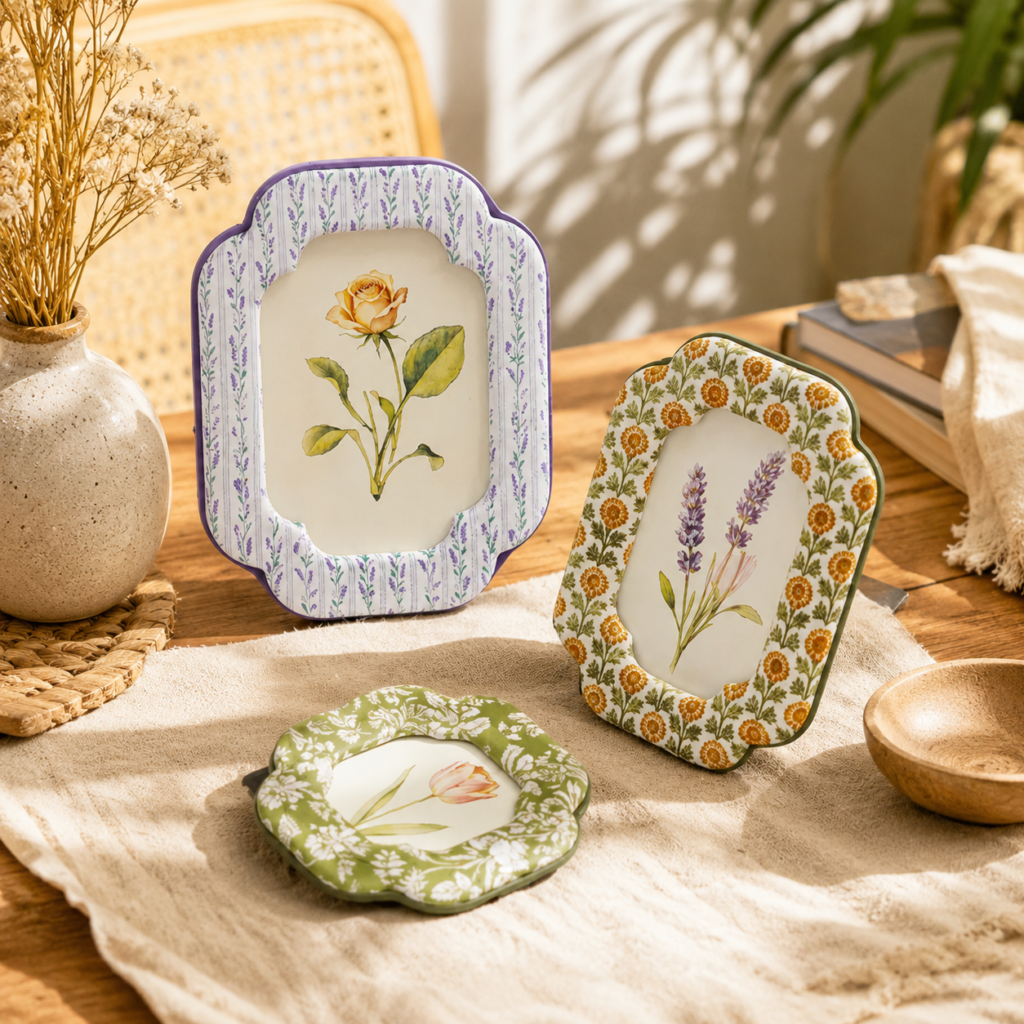 Conjunto de Porta-Retratos Botânicos Decorativos