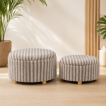 Conjunto de Pufes Redondos com Textura Listrada