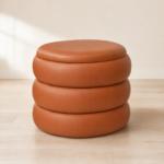 Conjunto de Pufes Redondos em Tom Terracota