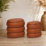 Conjunto de Pufes Redondos em Tom Terracota