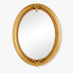 Espelho Oval Dourado com Detalhes de Cervo