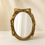 Espelho de Mesa Dourado com Laço Oval