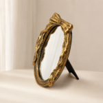 Espelho de Mesa Dourado com Laço Oval