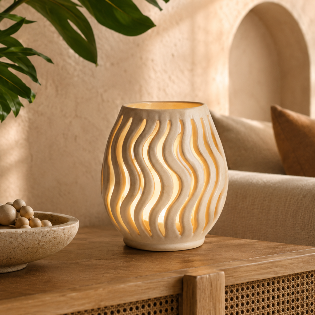 Luminária de Cerâmica Ondas de Ipanema com LED