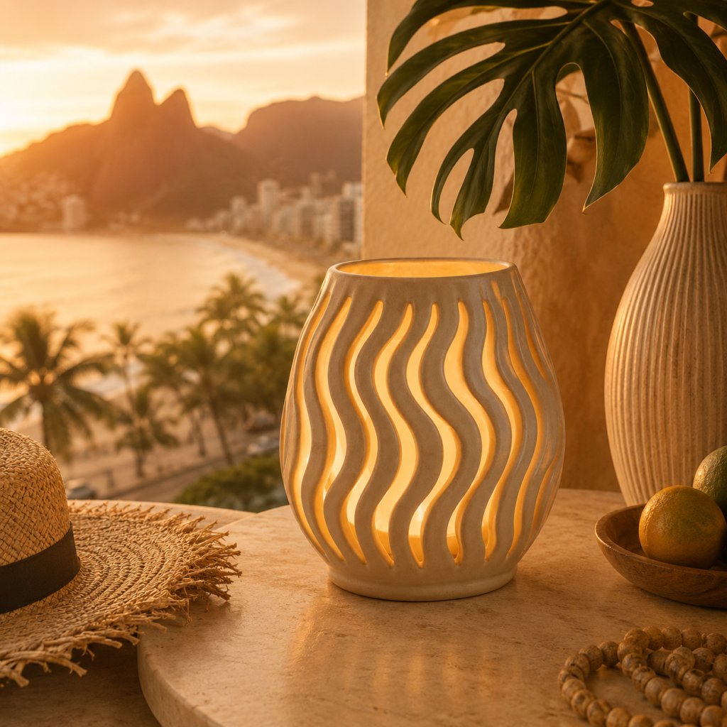 Luminária de Cerâmica Ondas de Ipanema com LED