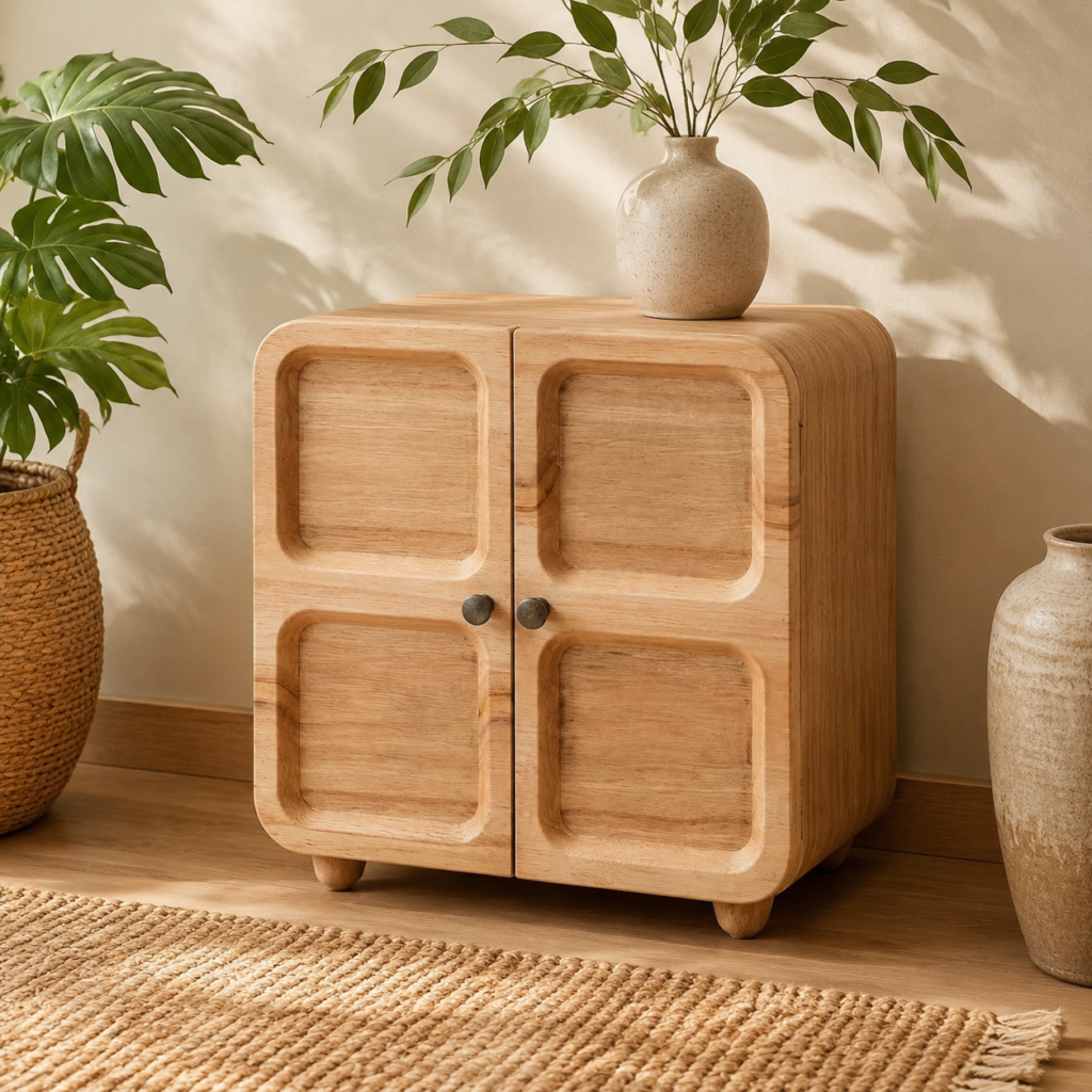 Mini Armário Natural com Portas em Relevo