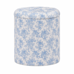 Pufe Baú Cilíndrico Floral Azul