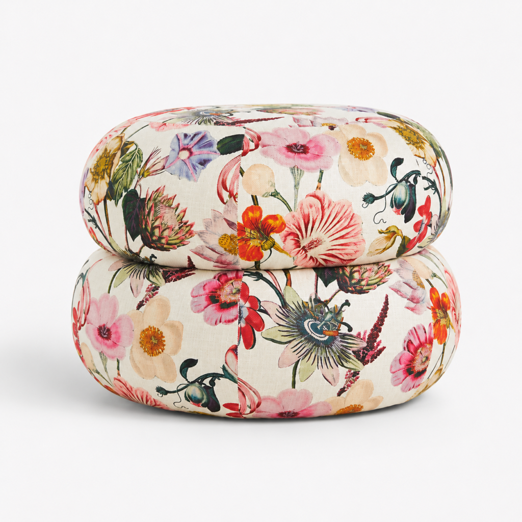 Puff Redondo Floral Estampado