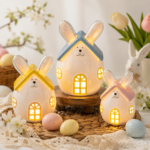Vila Iluminada de Coelhinhos da Páscoa com LED